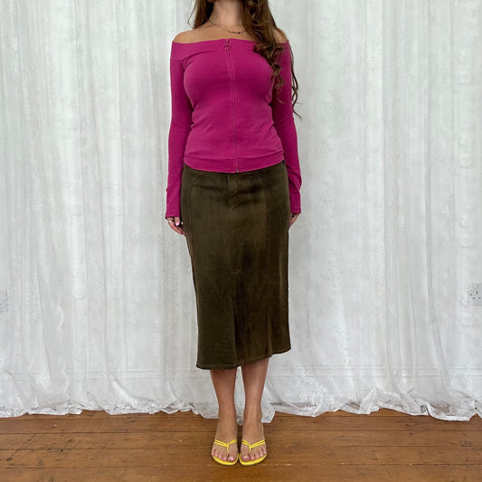 vintage 00s fuchsia off shoulder top