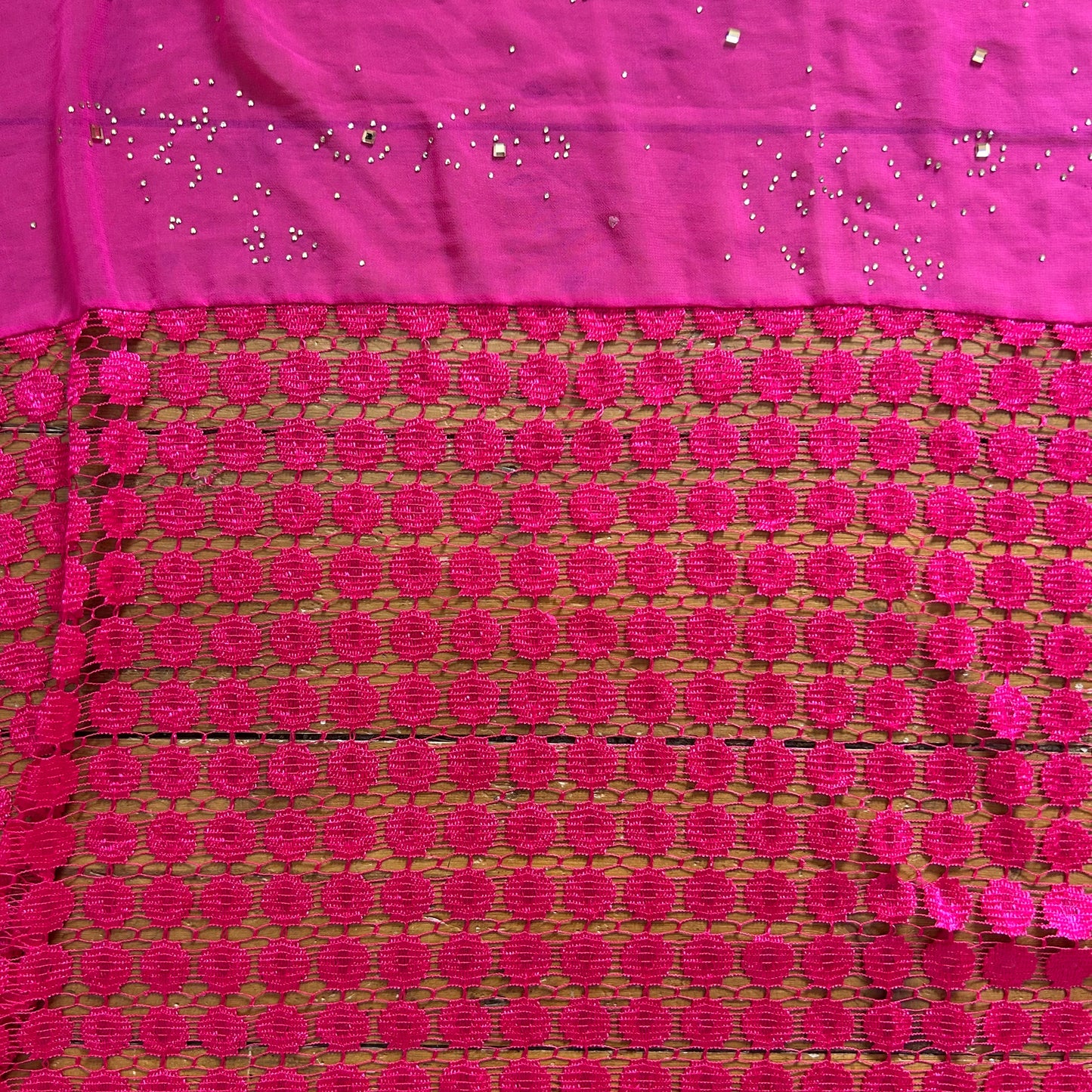 vintage 00s hot pink diamanté shawl / wrap skirt