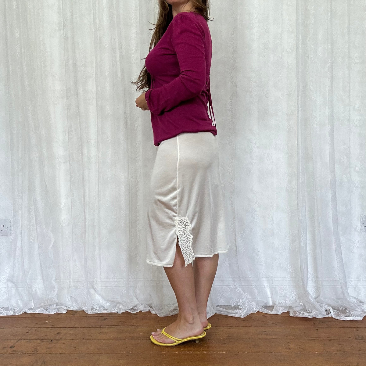 vintage 00s fuchsia long sleeve babydoll top