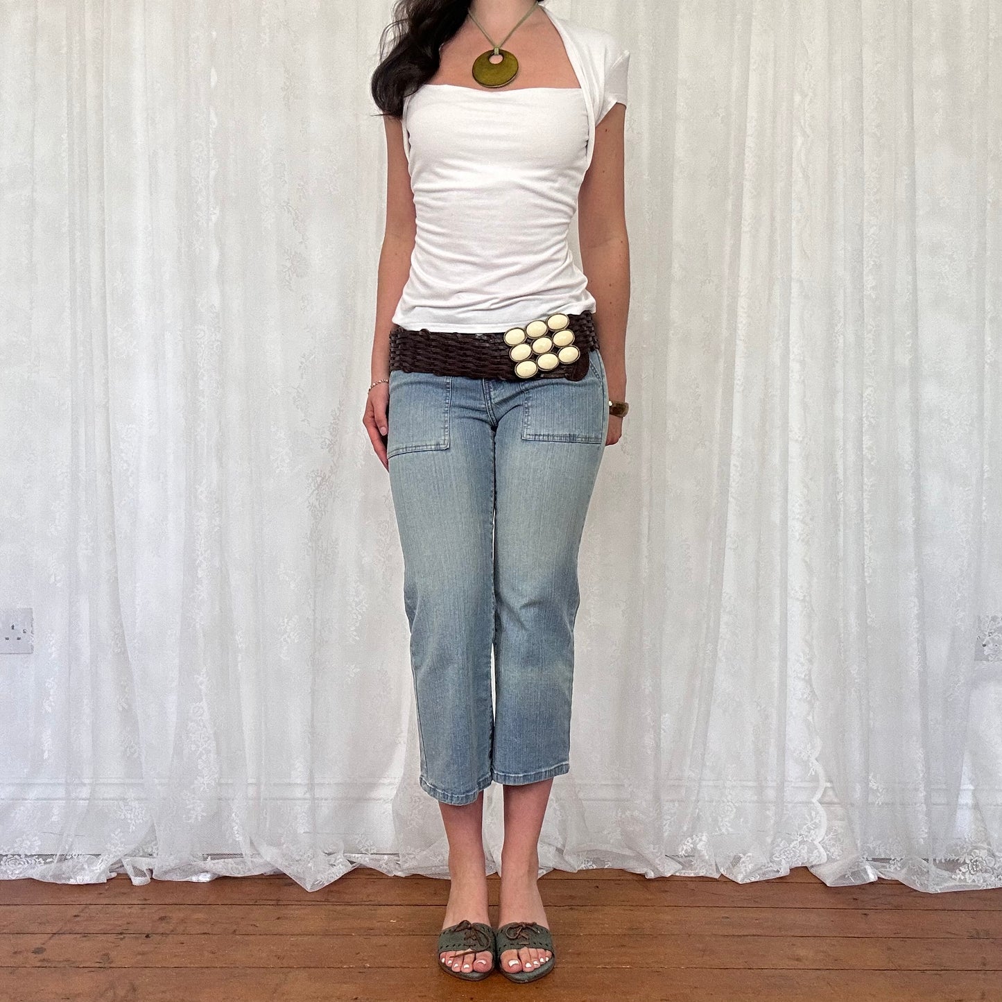 vintage 00s white shrug top