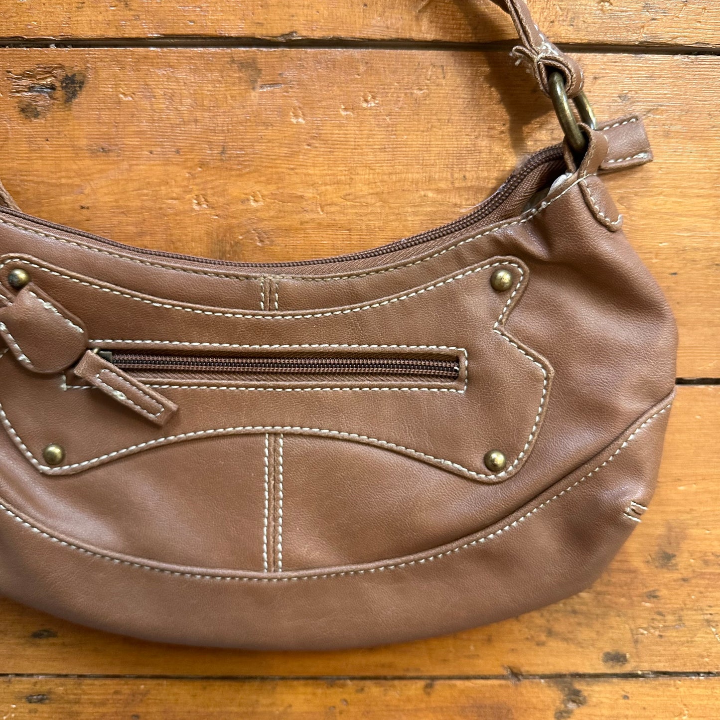 vintage 00s brown faux leather mini handbag