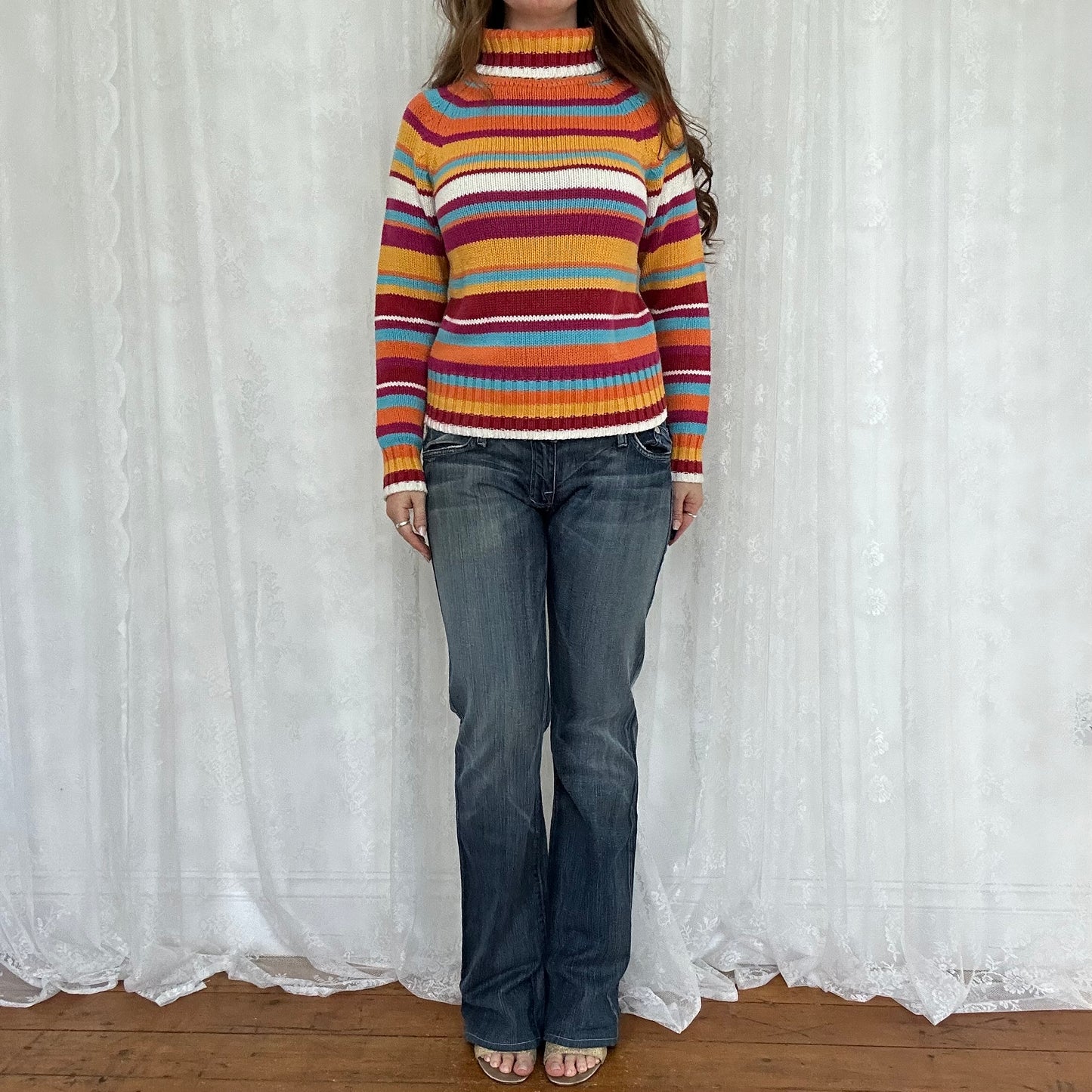 vintage 00s multicolour striped knitted jumper