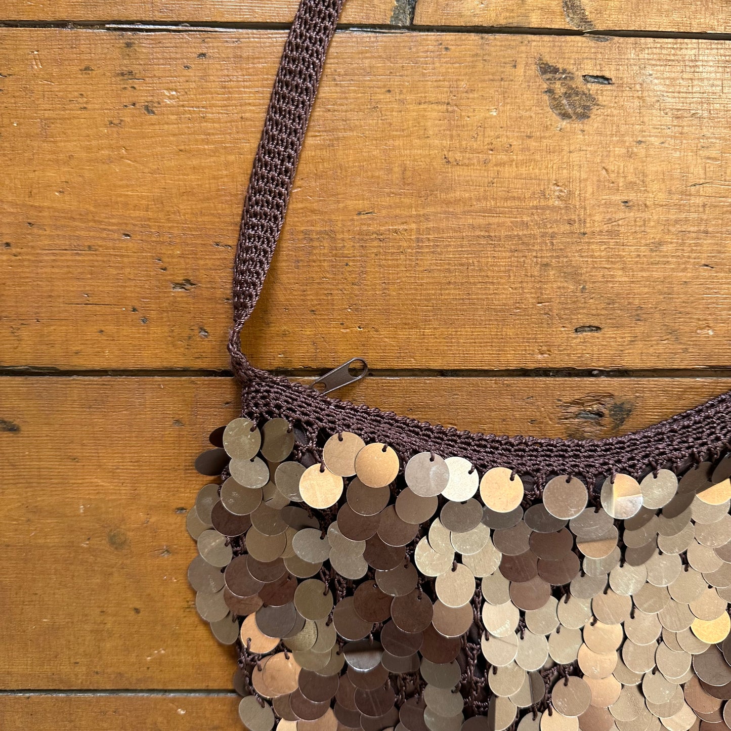 vintage 00s brown sequin mini bag