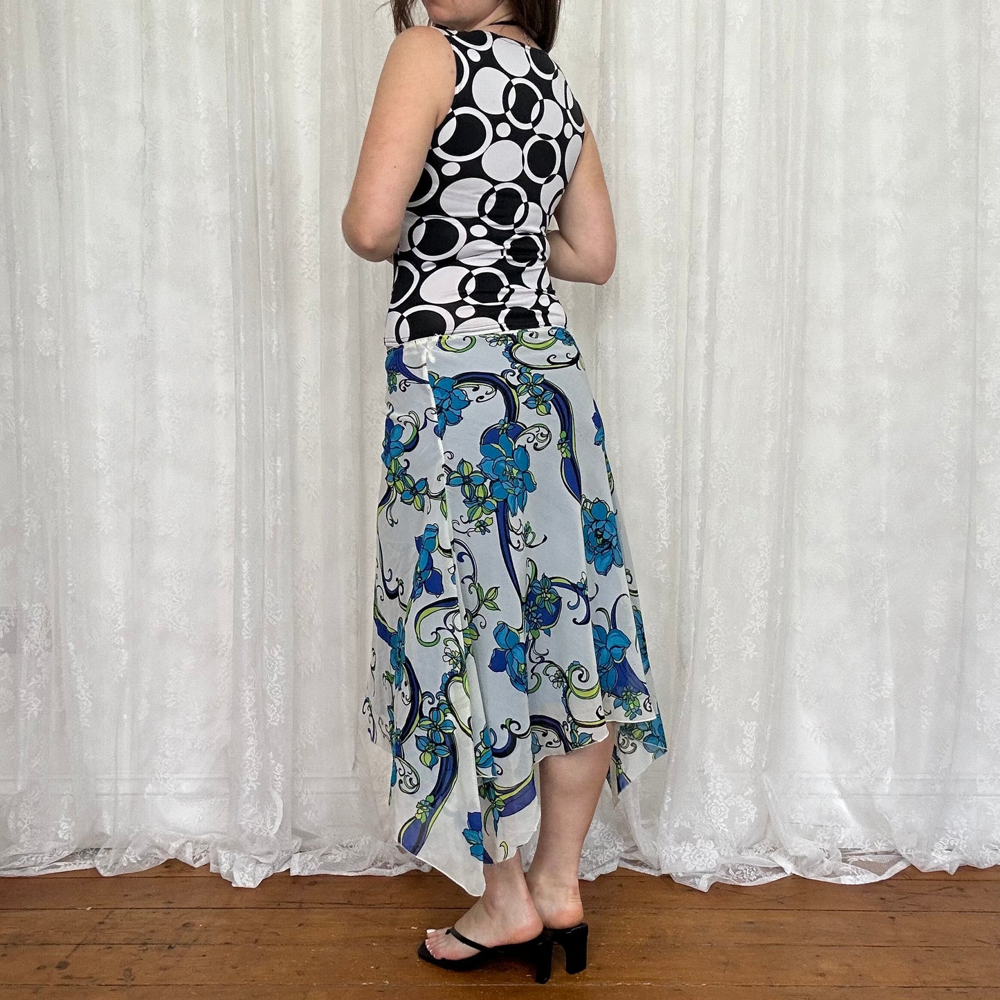 vintage 00s black and white patterned tank top