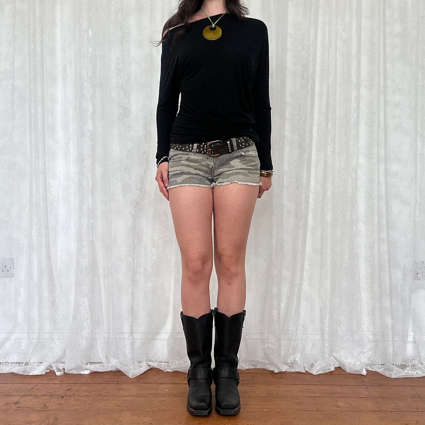 vintage 00s black slouchy long sleeve top