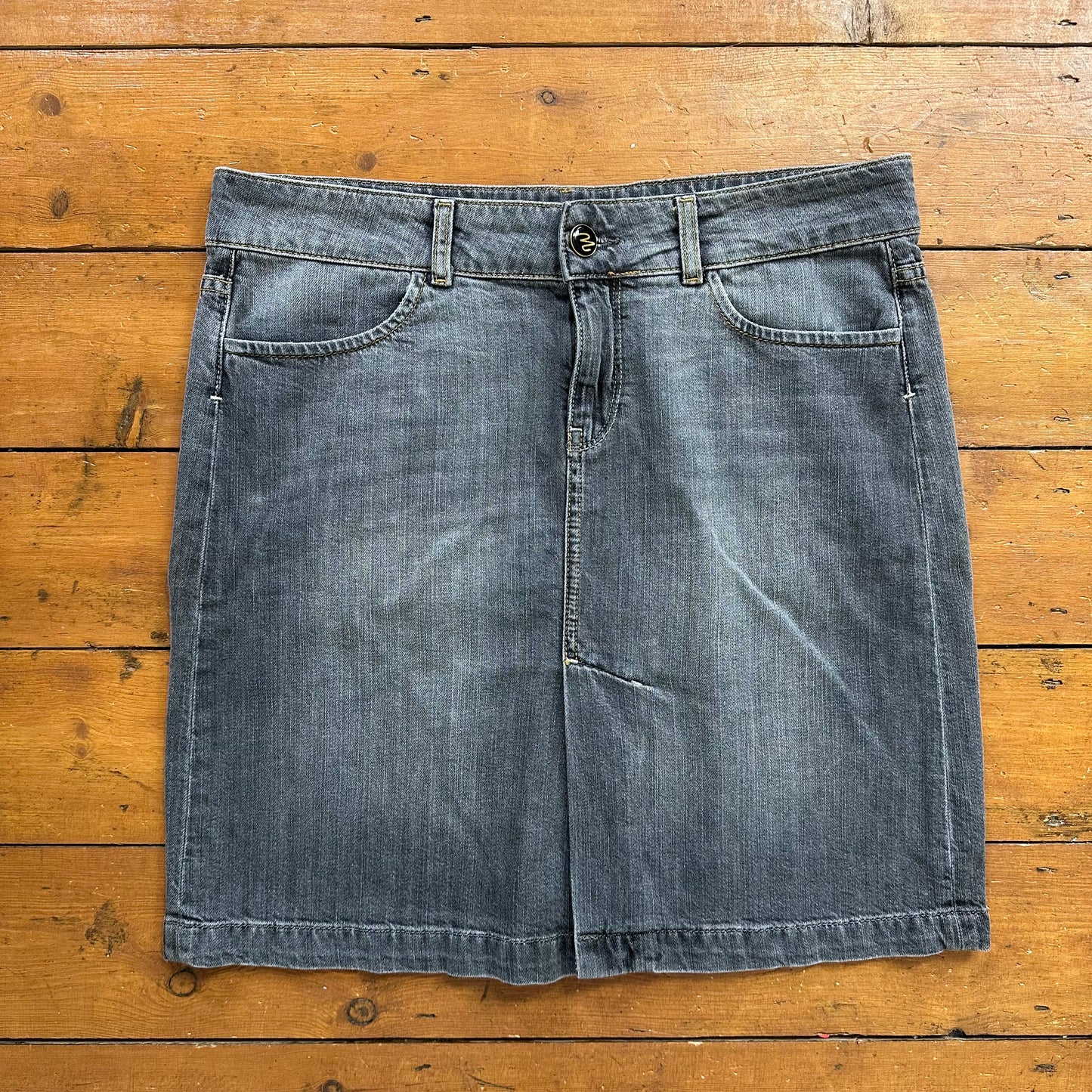 vintage 00s grey denim midi skirt