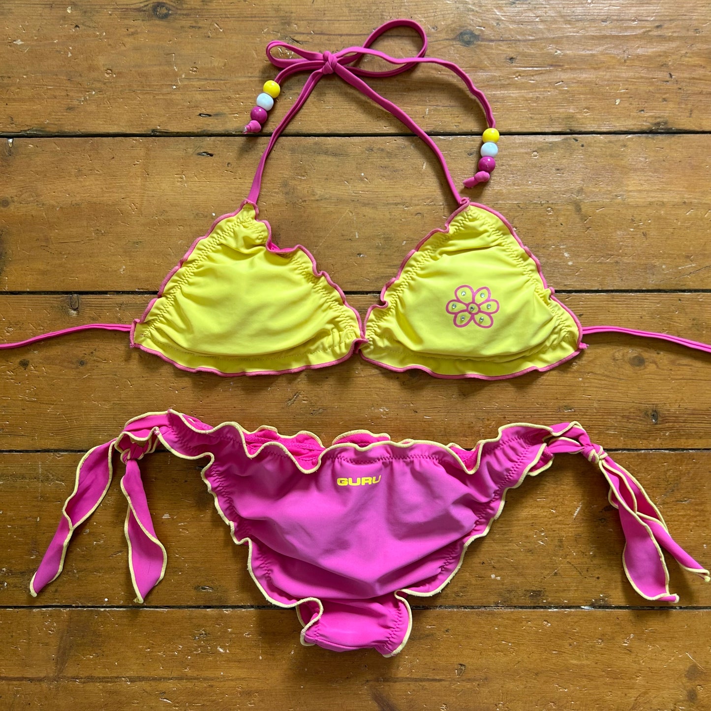 vintage 00s pink and yellow bikini