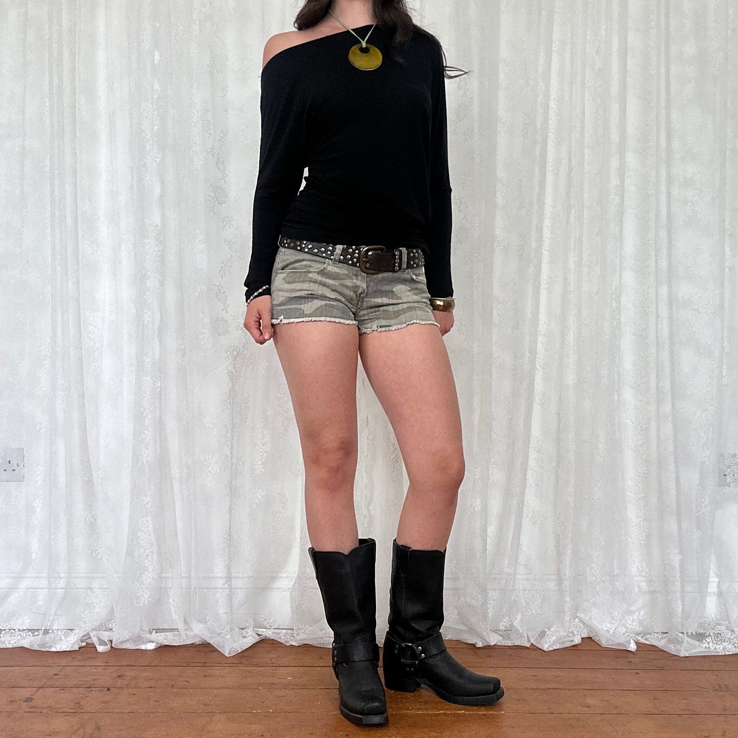 vintage 00s black slouchy long sleeve top