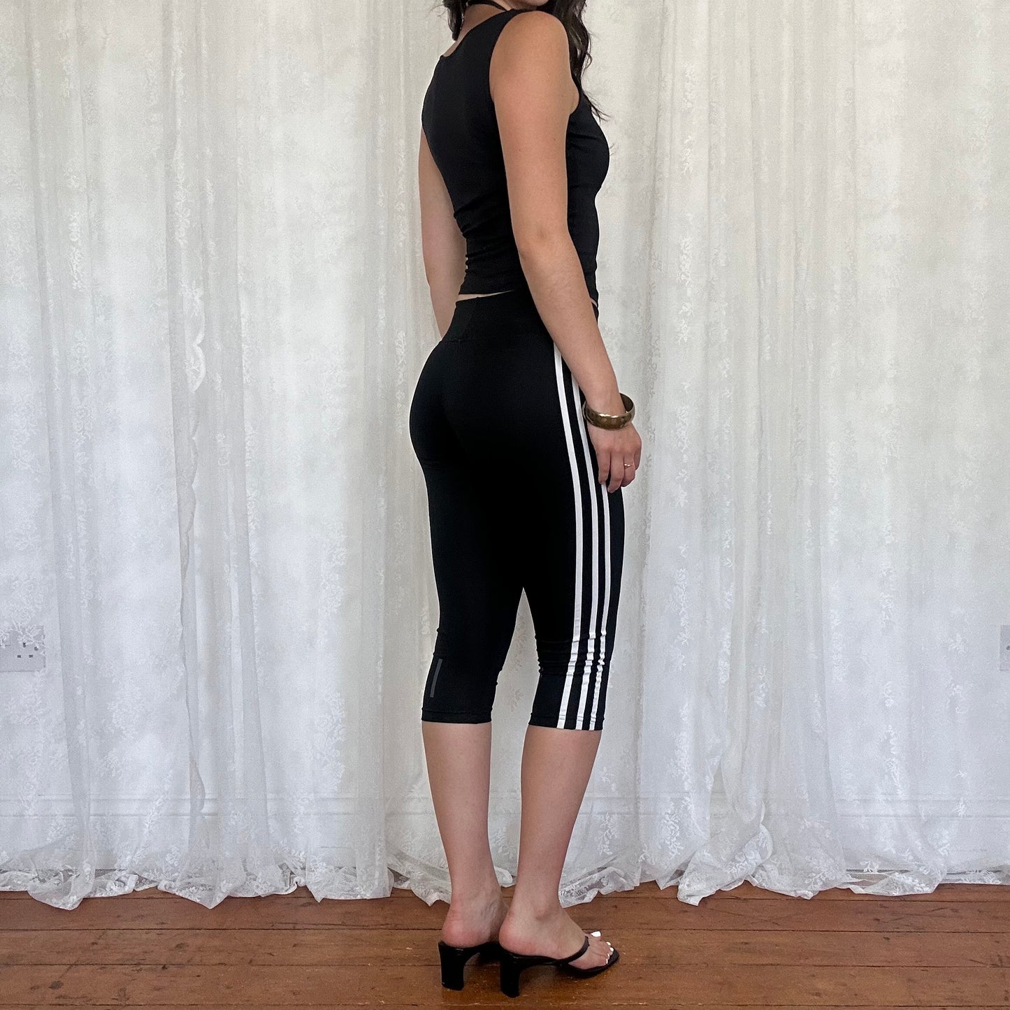vintage 00s black slinky crossover tank top