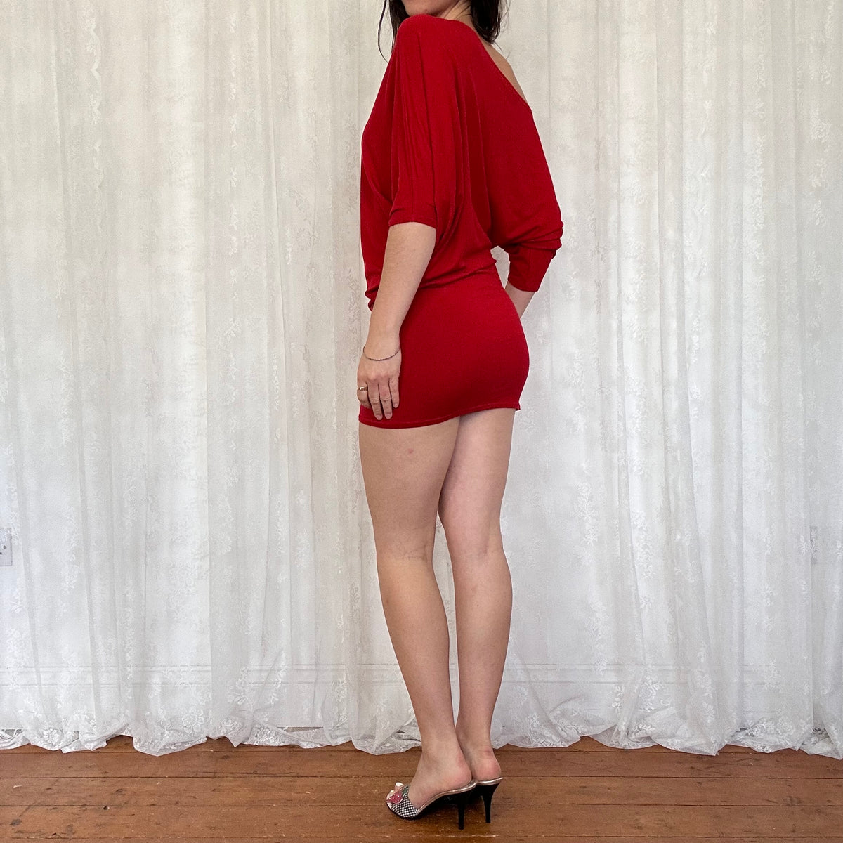 vintage 00s morgan de toi red slouchy mini dress