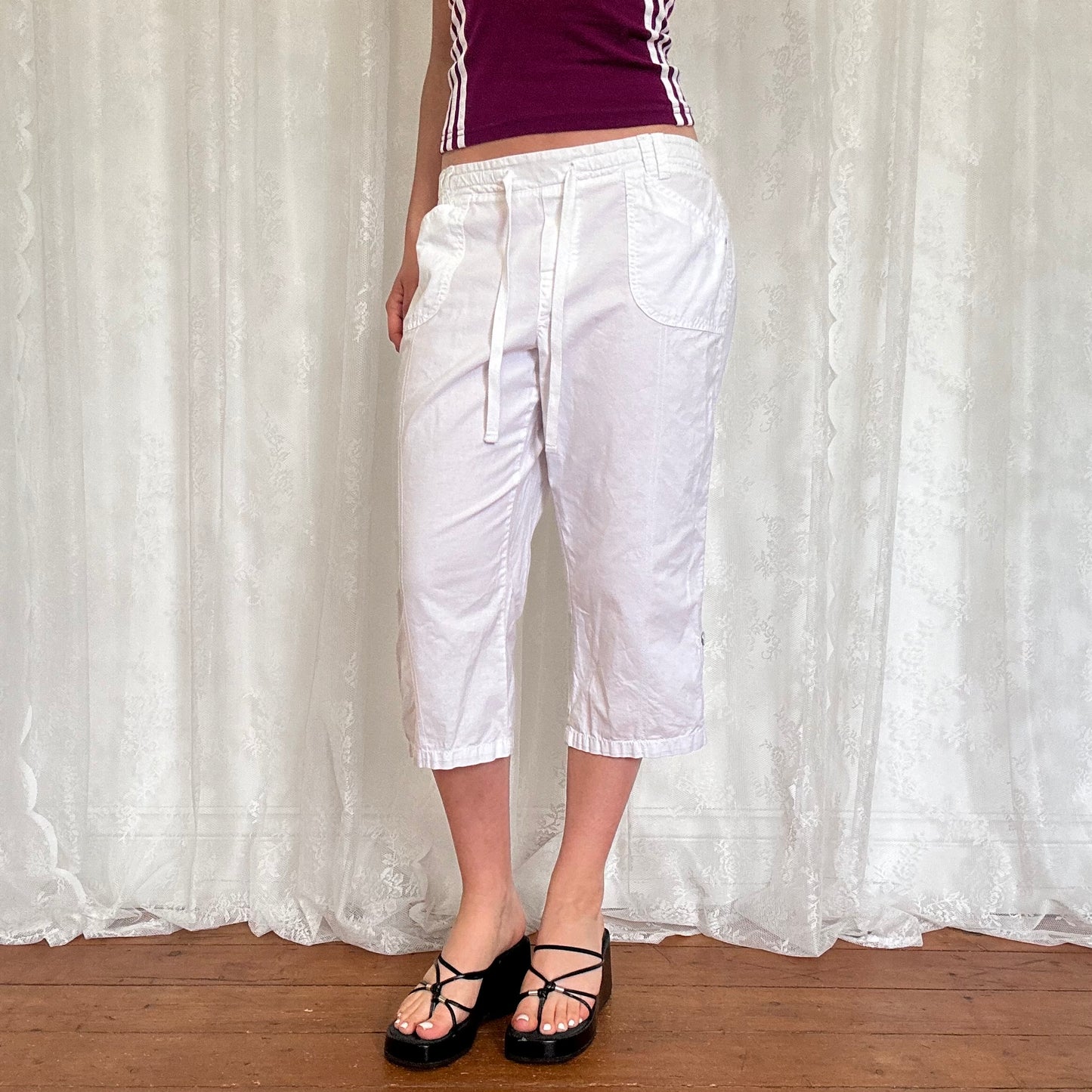 vintage 00s white capri trousers