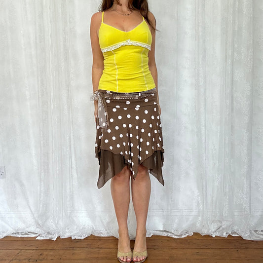 vintage 00s yellow lace trim cami