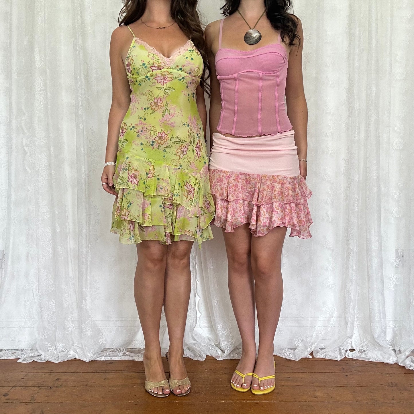 vintage 00s pink mesh sheer cami top