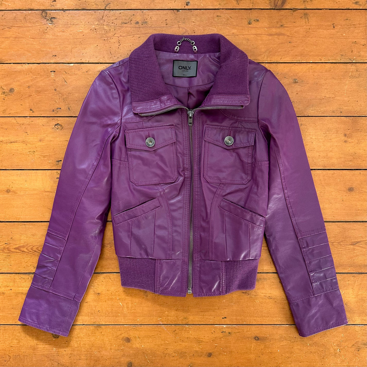 vintage 00s purple leather jacket