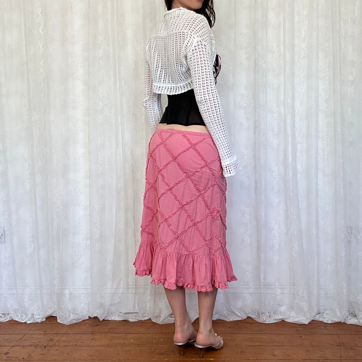 vintage 00s white crochet bolero