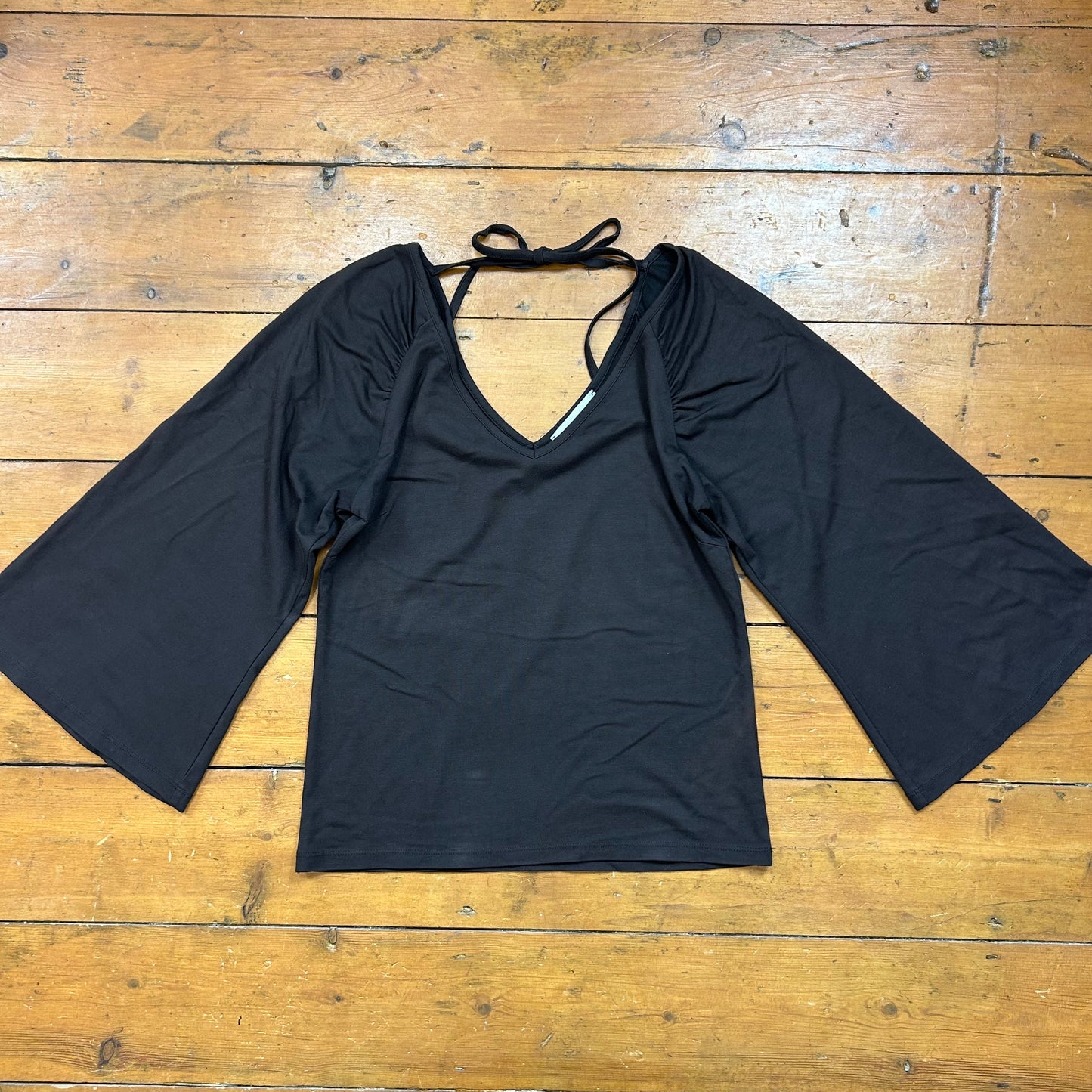 vintage 00s brown flared sleeve top