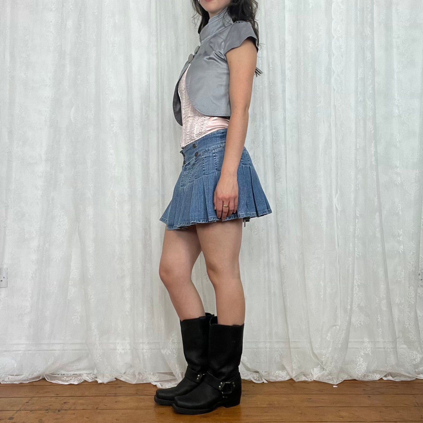 vintage 00s grey cropped peacoat