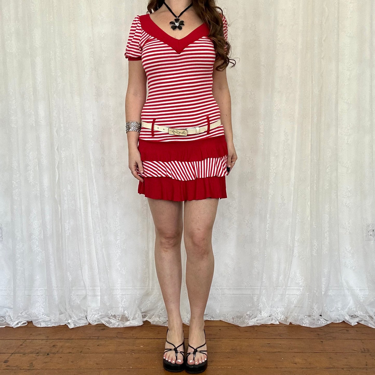 vintage 00s white miss sixty belt