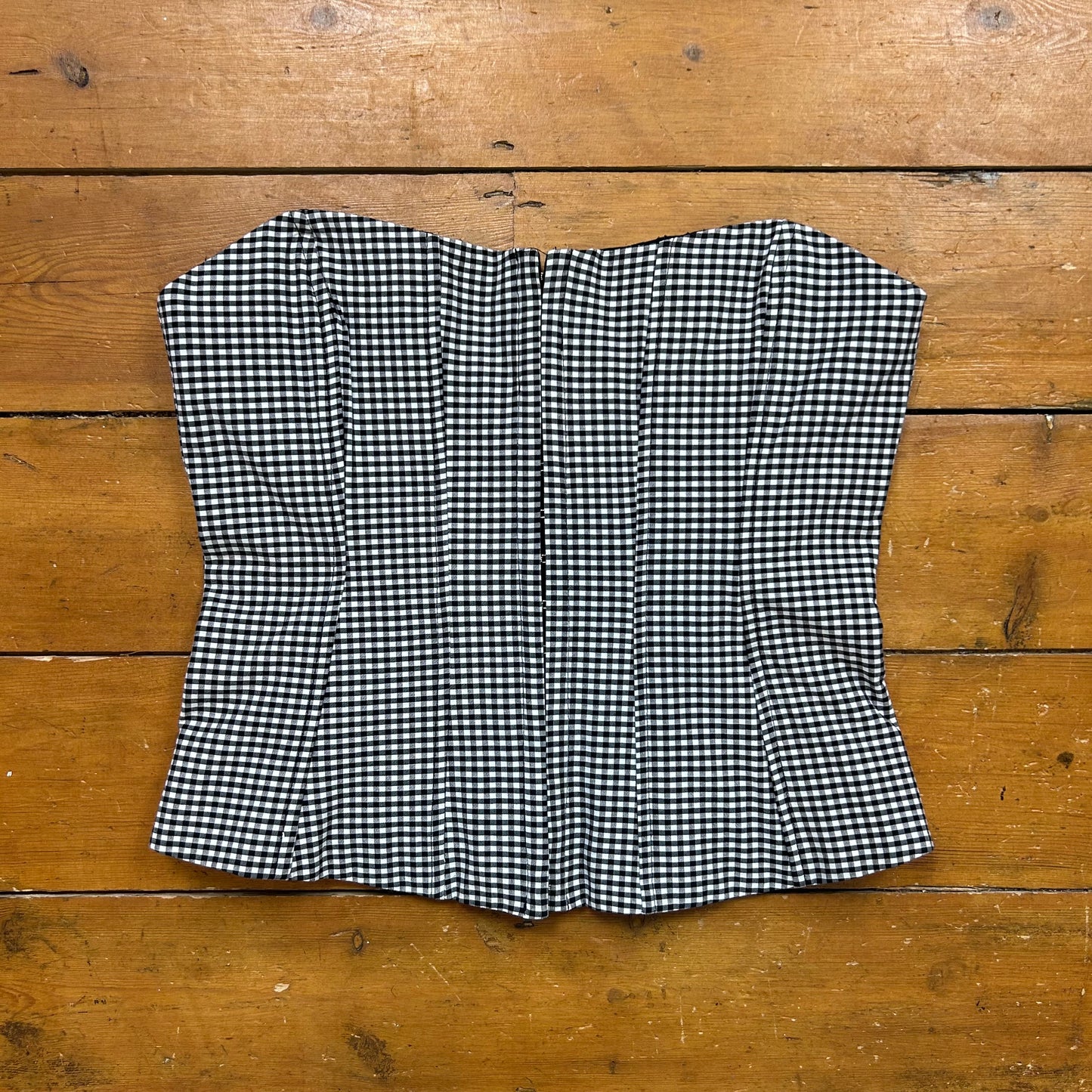vintage 00s gingham hook and eye corset top