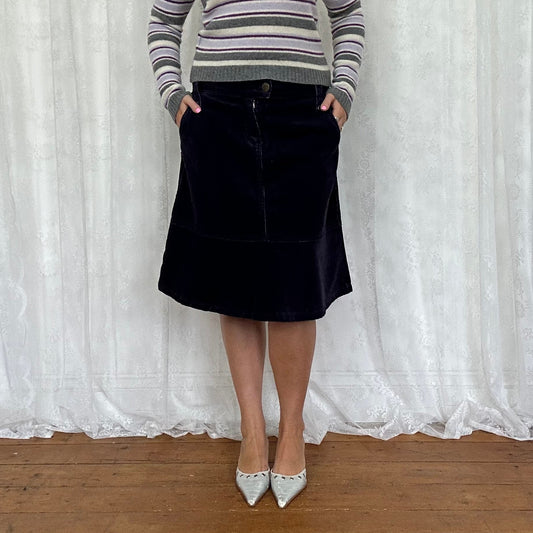 vintage 00s purple cord midi skirt