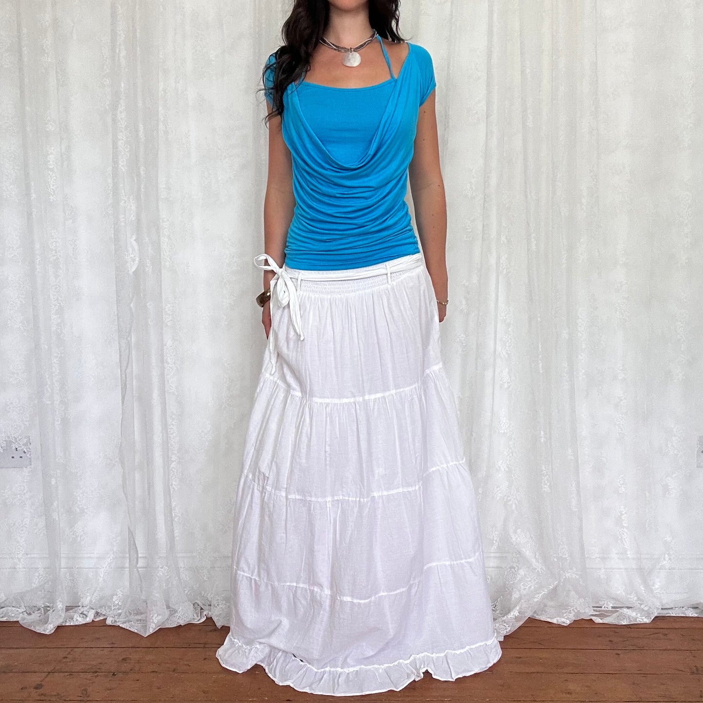 vintage 00s blue double layered top