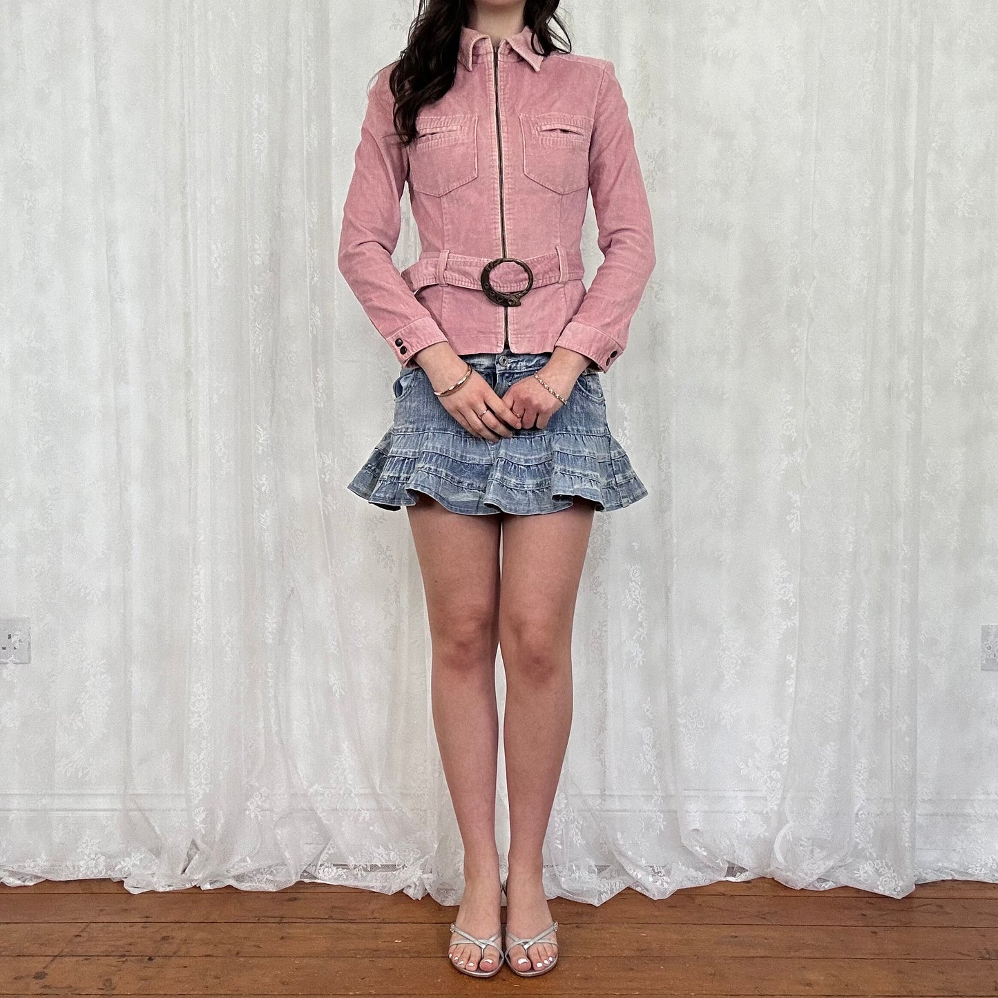 vintage 00s baby pink fitted jacket