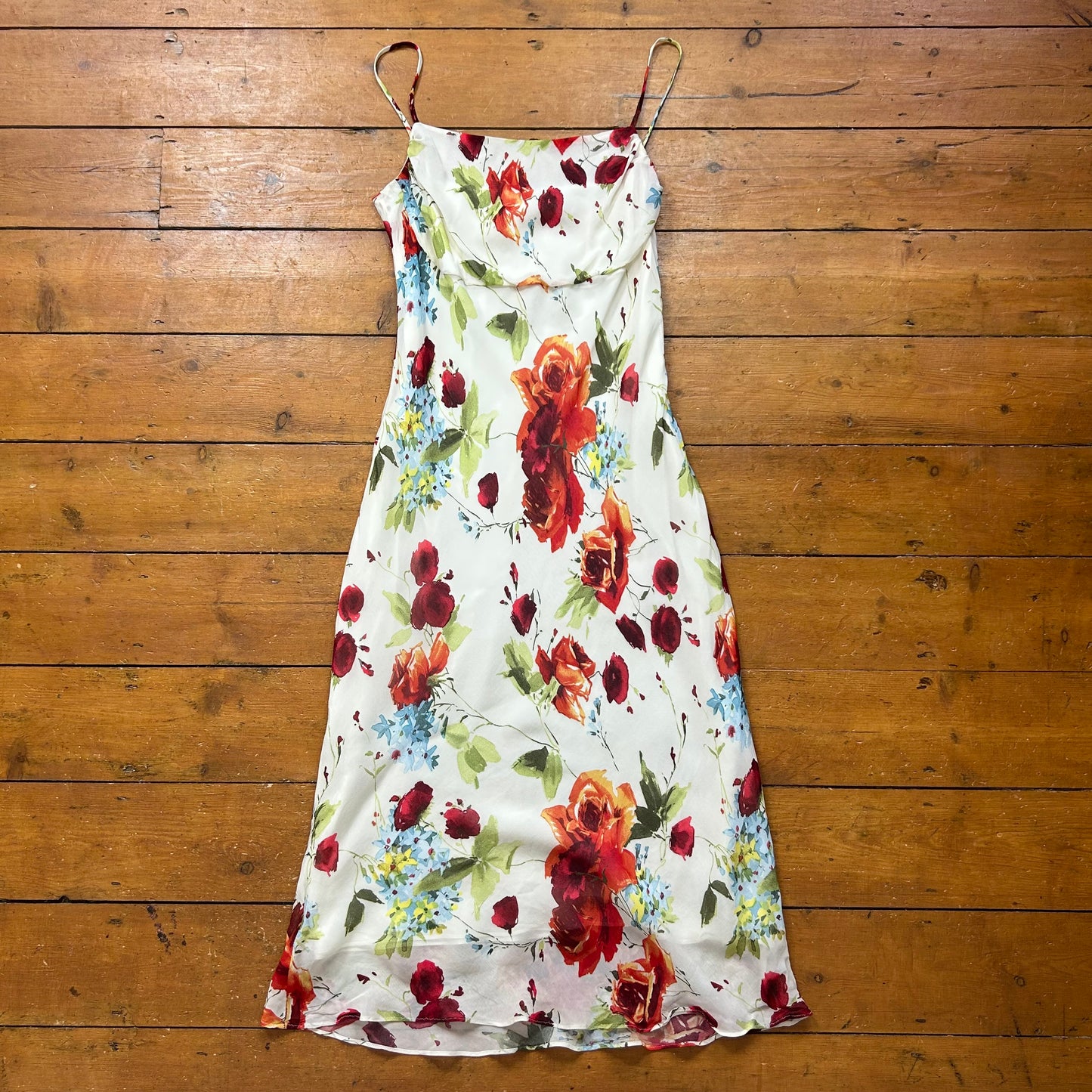 vintage 00s white floral midi dress