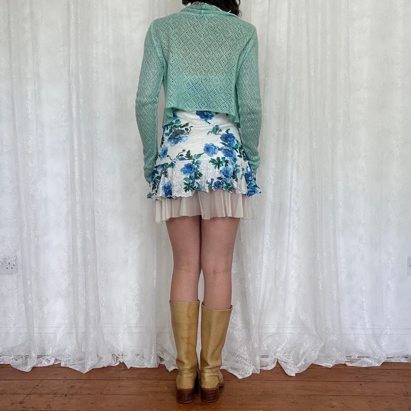 vintage 00s mint crochet bolero