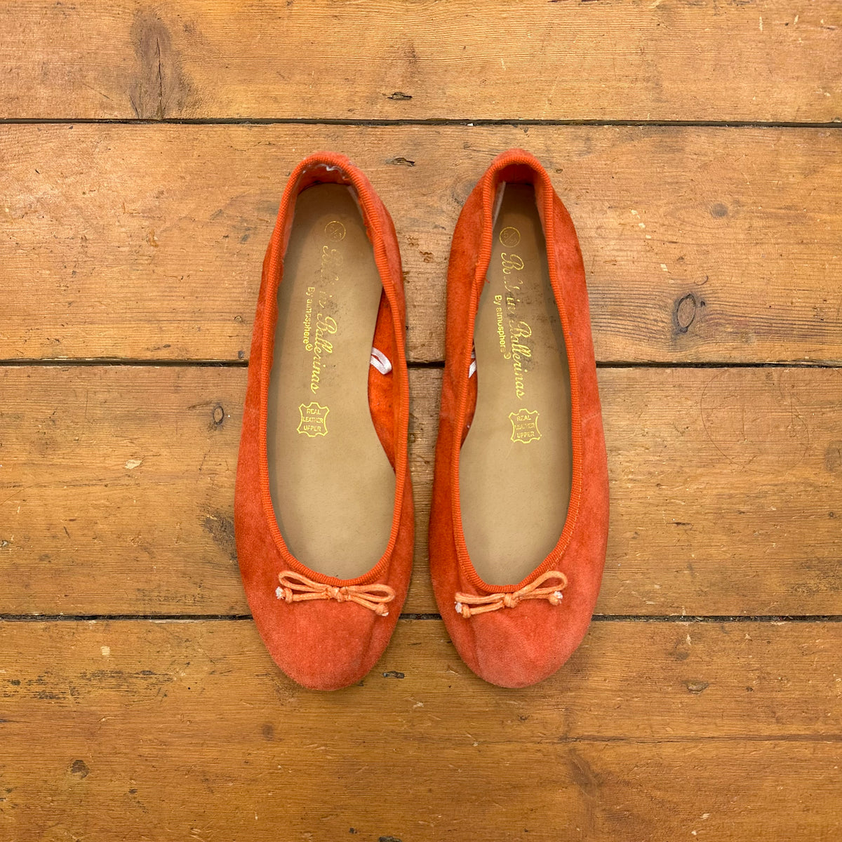 vintage 00s orange suede ballet pumps
