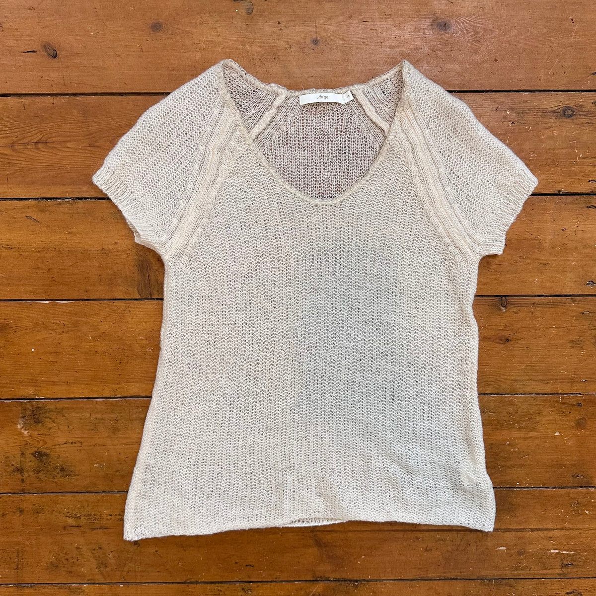 vintage 00s cream mohair v neck top