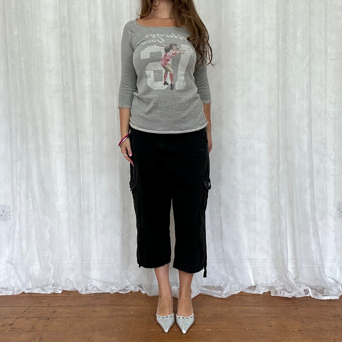 vintage 00s black cargo capri pants