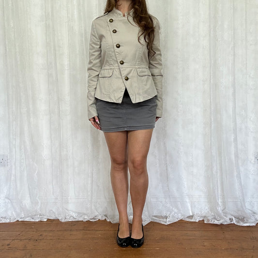 vintage 00s beige military style jacket