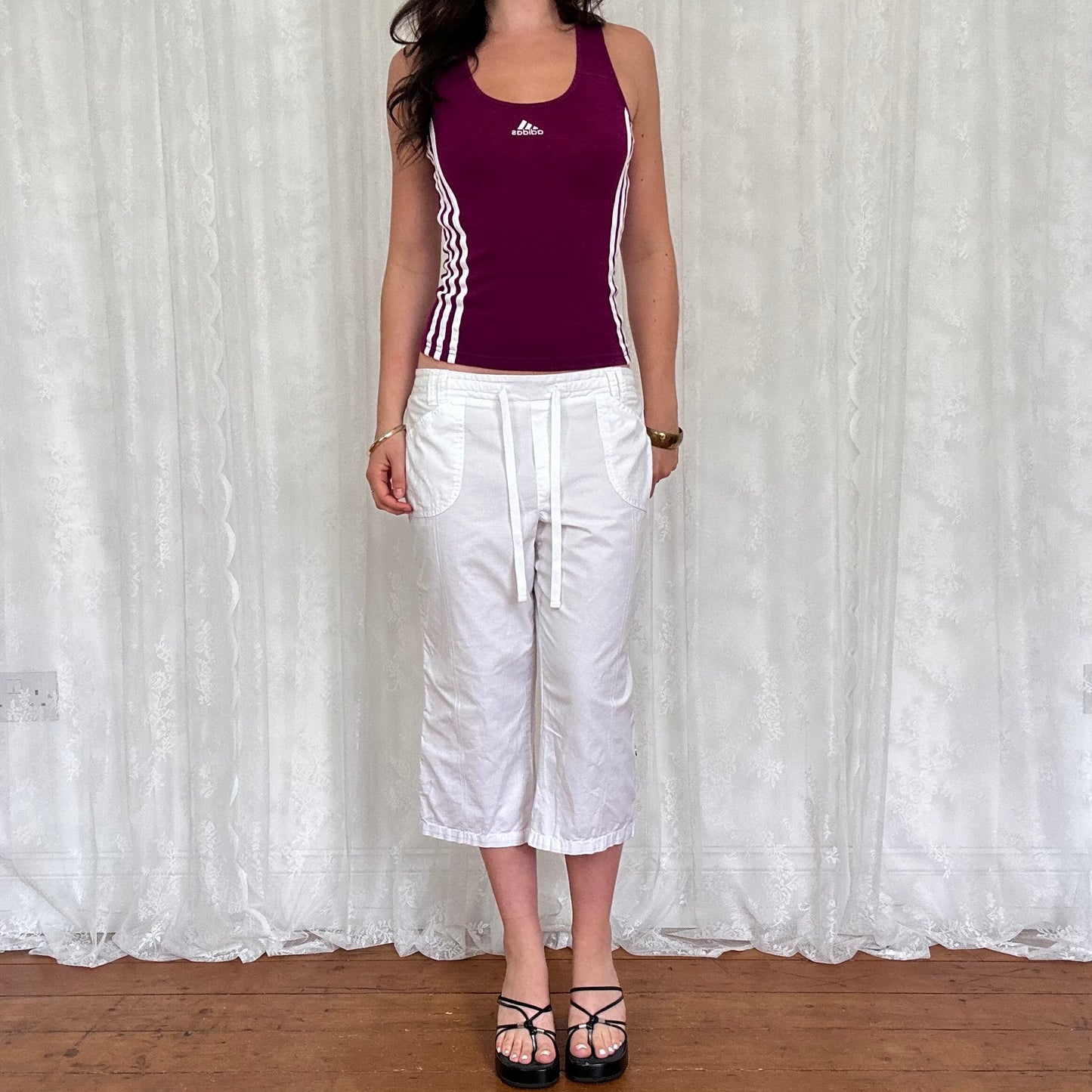 vintage 00s white capri trousers