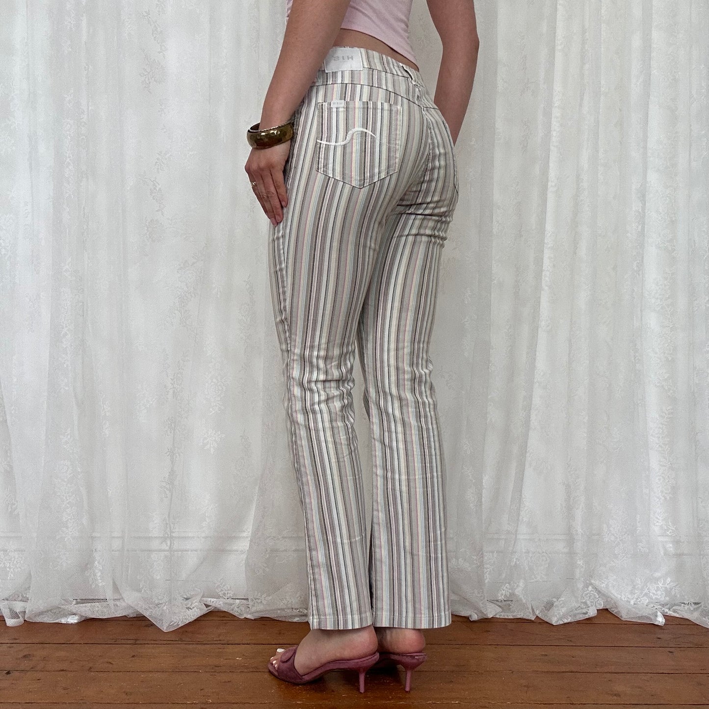 vintage 00s stripey flared trousers