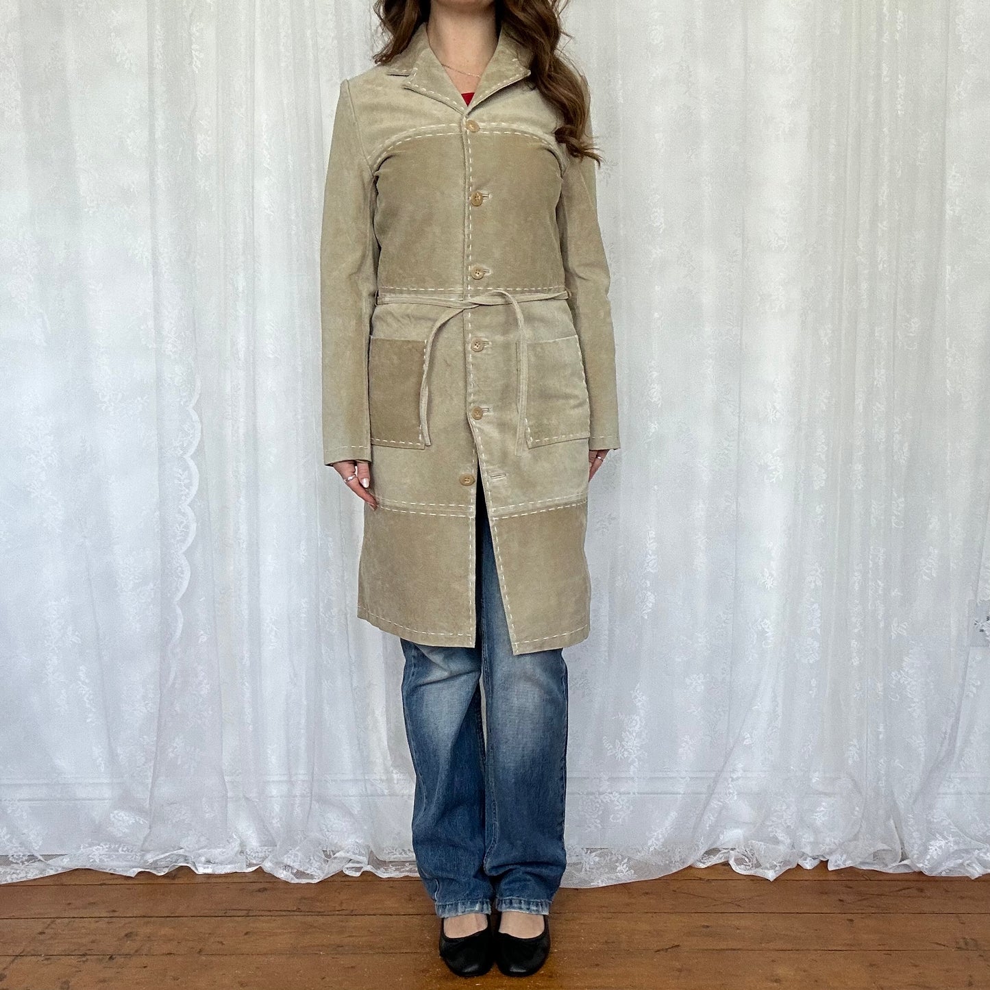 vintage 00s genuine leather long coat