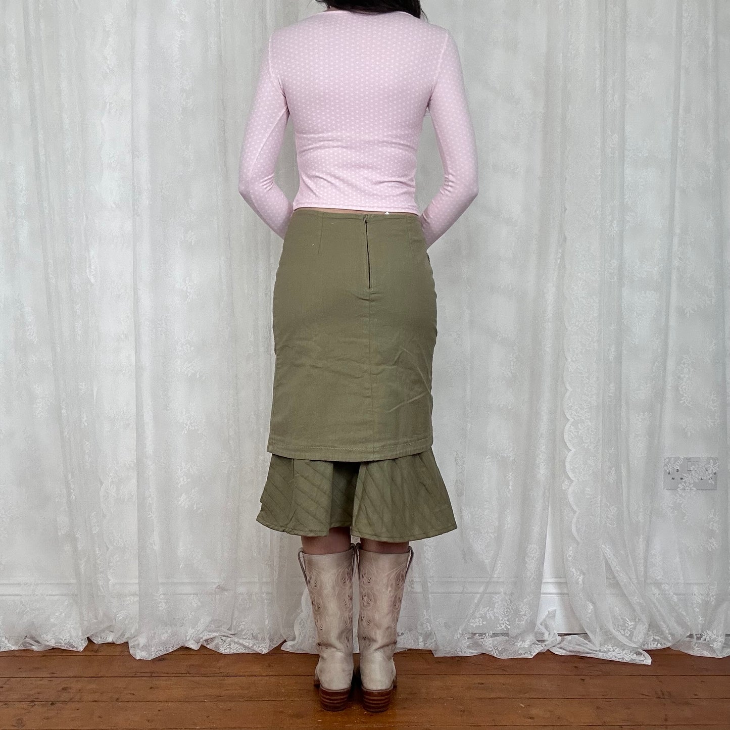 vintage 00s pink polka dot long sleeve top