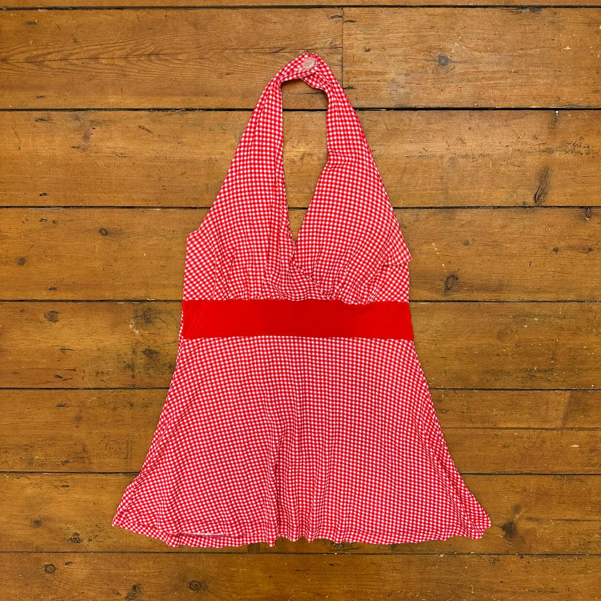 vintage 00s red gingham halter top
