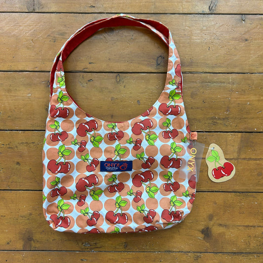 vintage 00s cherry print polka dot shoulder bag