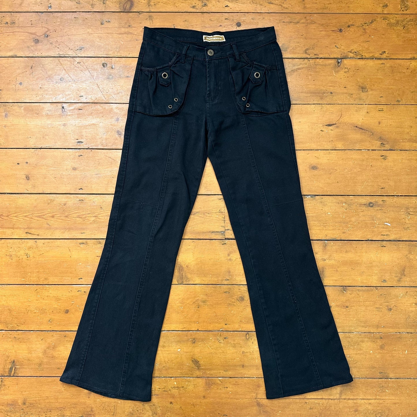 vintage 00s black cargo low rise trousers