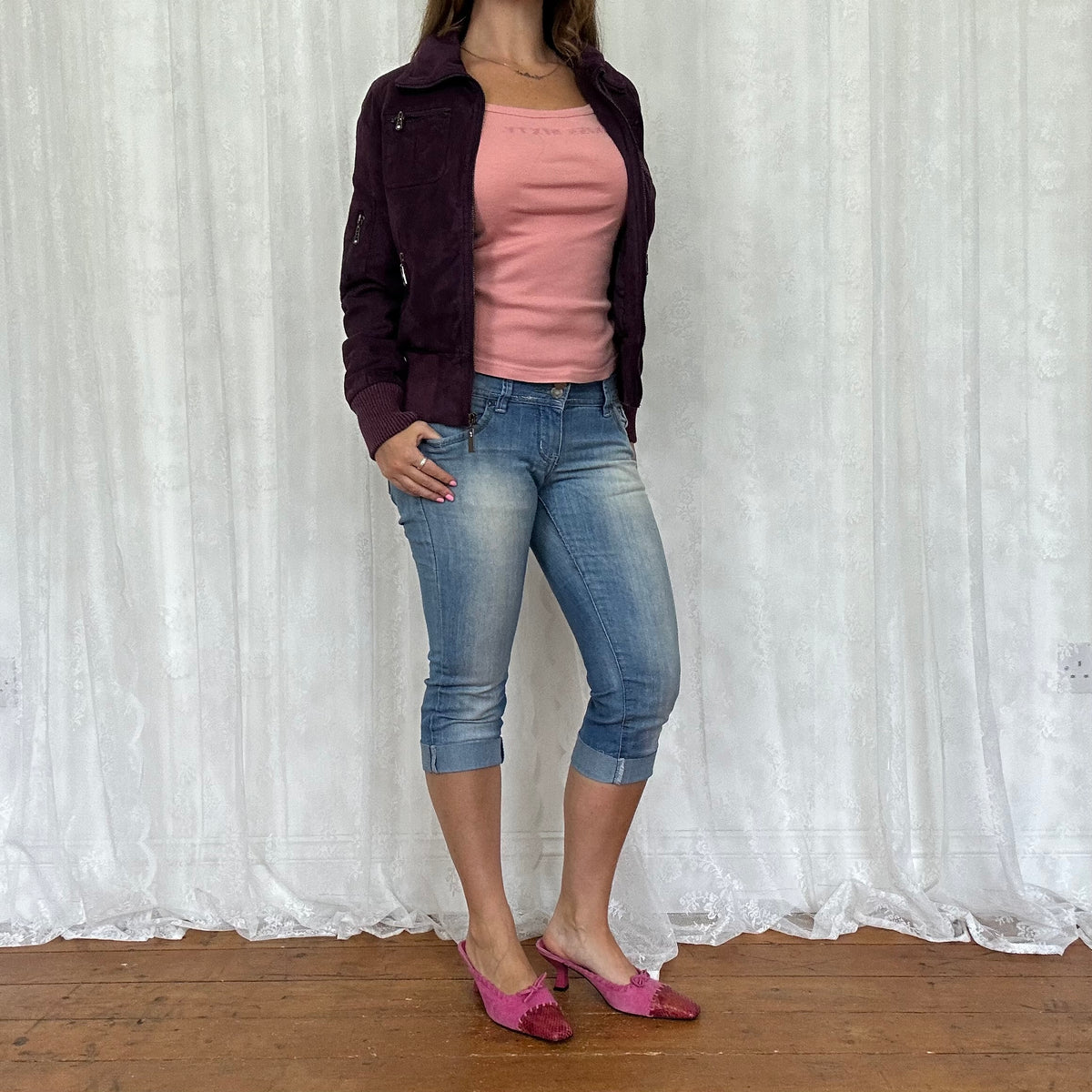 vintage 00s purple bomber jacket