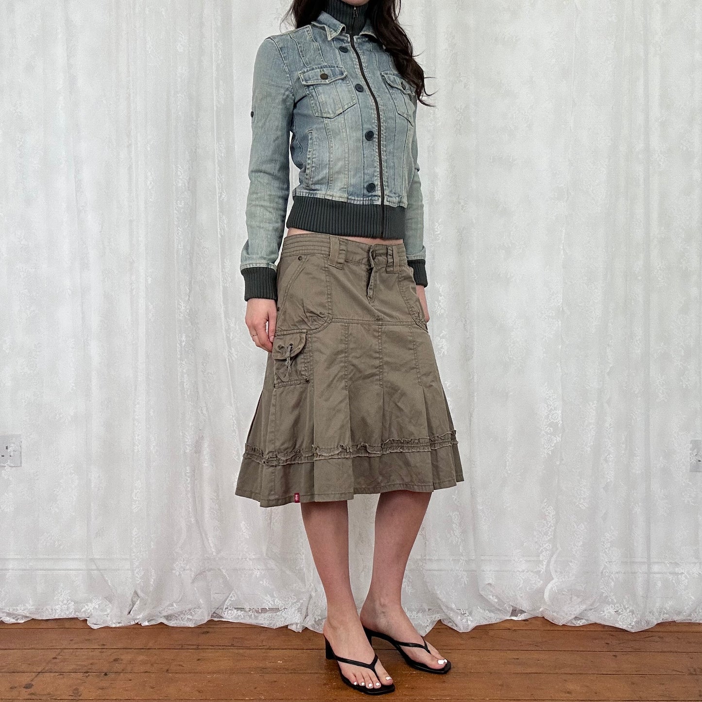 vintage 00s light wash denim bomber jacket