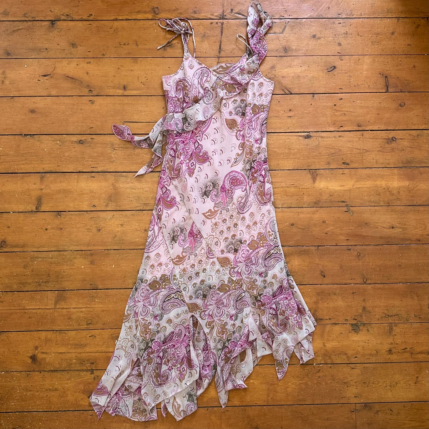vintage 00s purple paisley midi dress