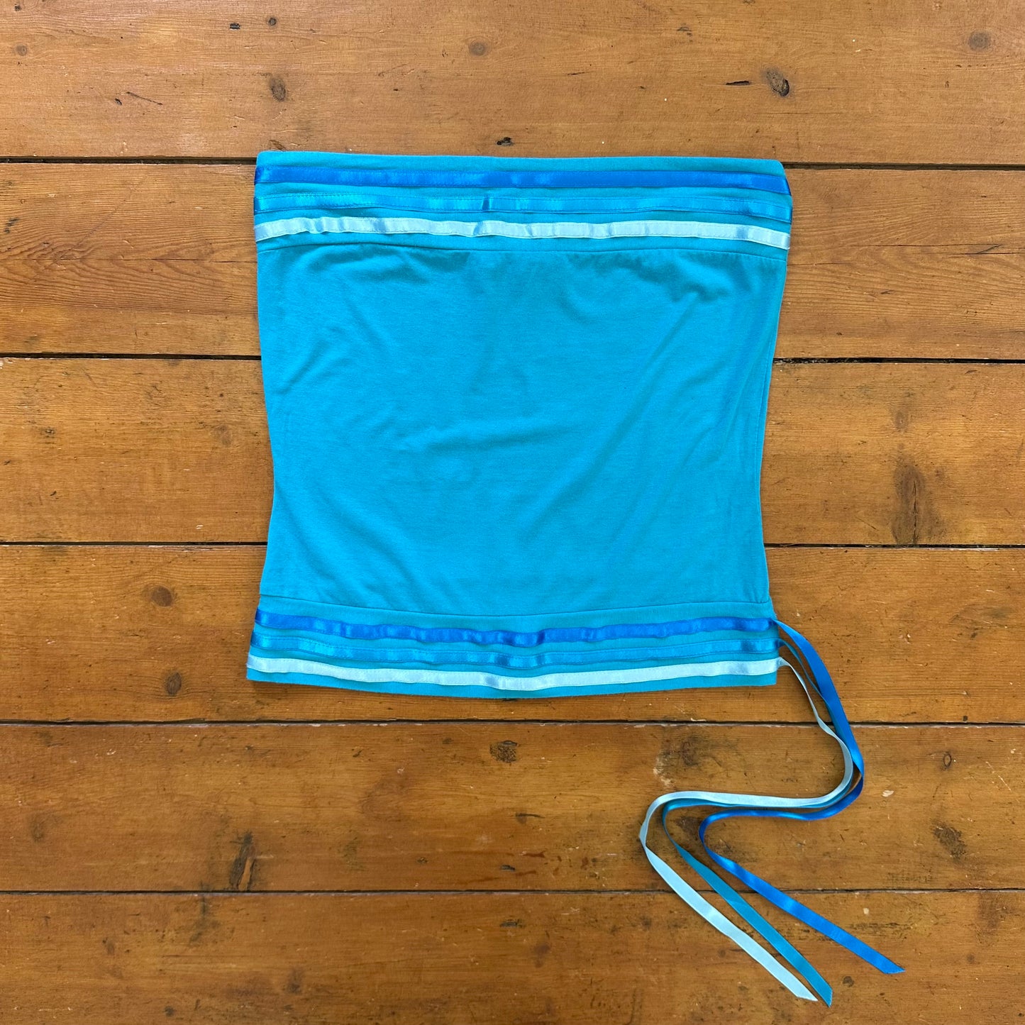 vintage 00s blue ribbon detail bandeau  top