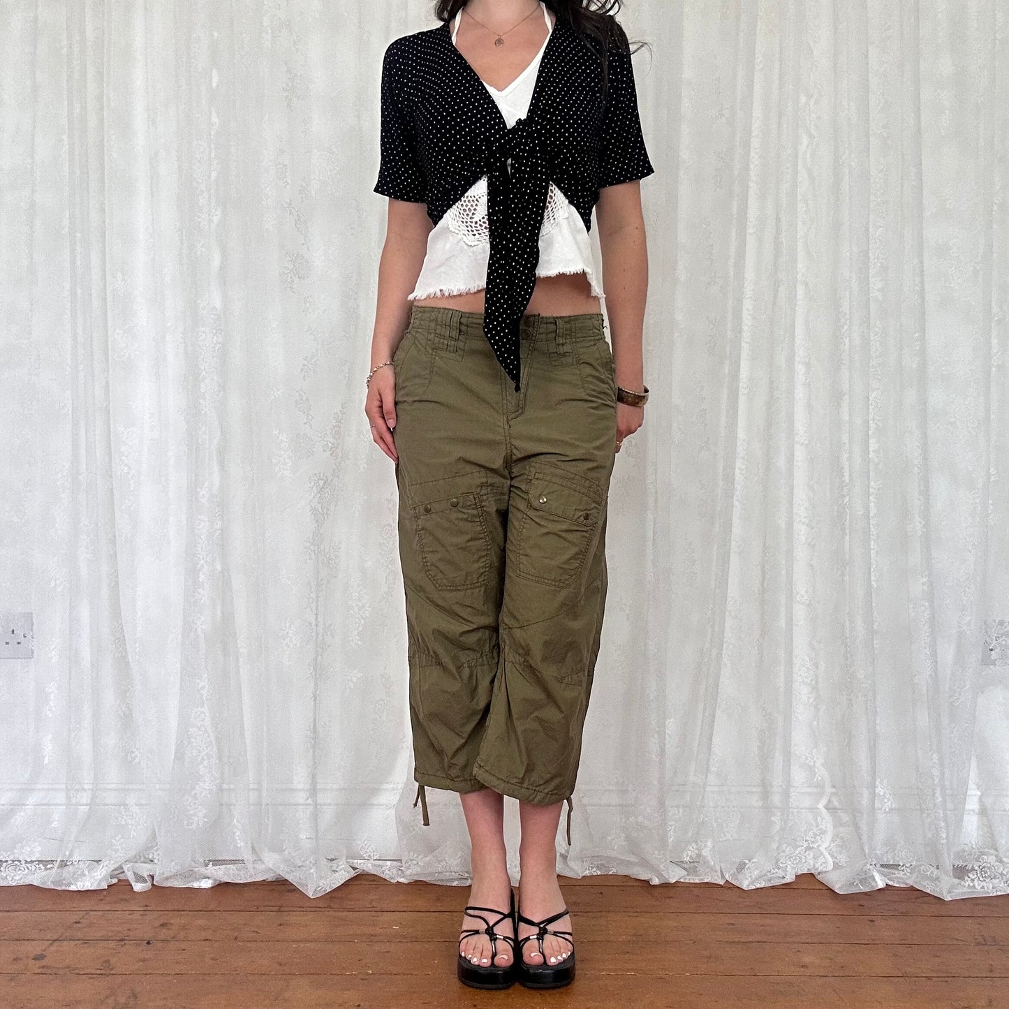 vintage 00s polka dot tie up cardigan
