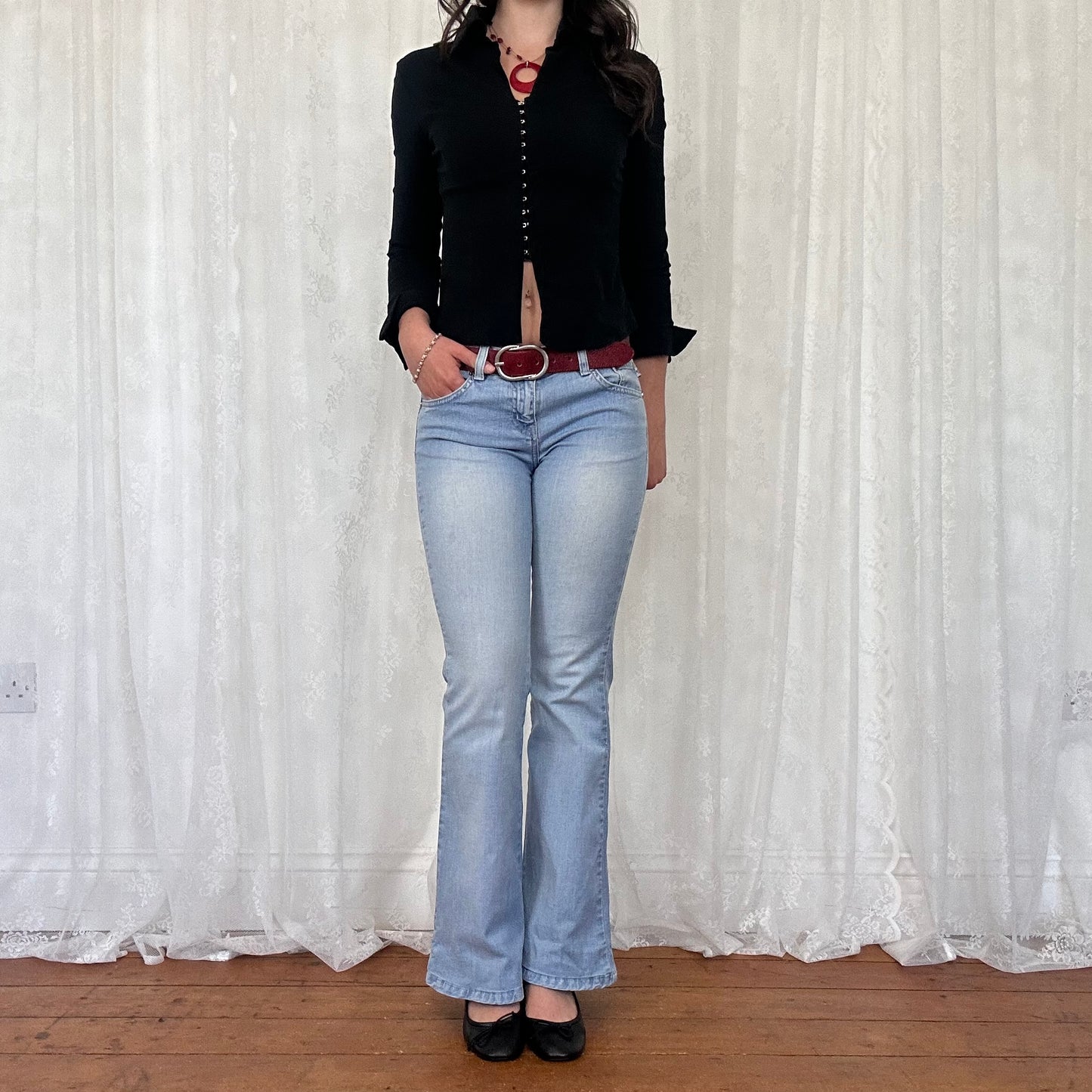 vintage 00s black hook and eye shirt