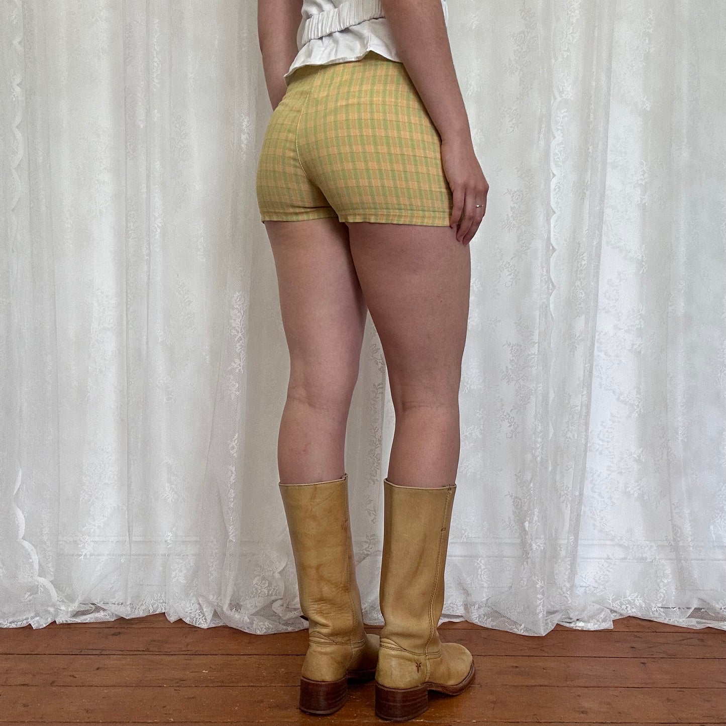 vintage 00s checkered button up micro shorts