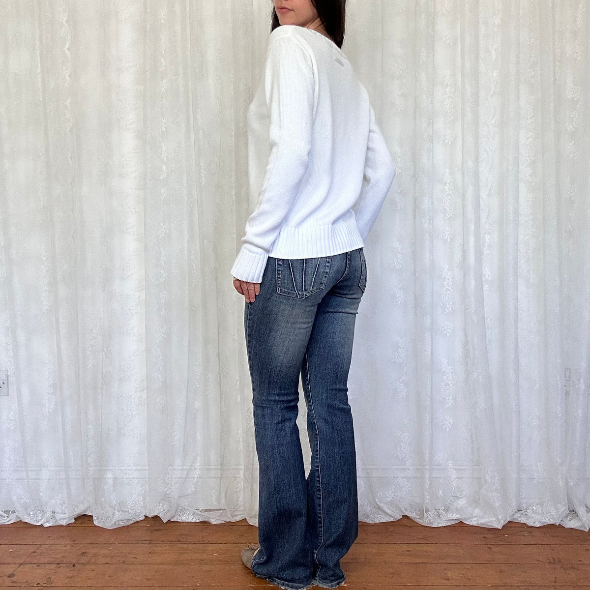 vintage 00s white teddy bear jumper