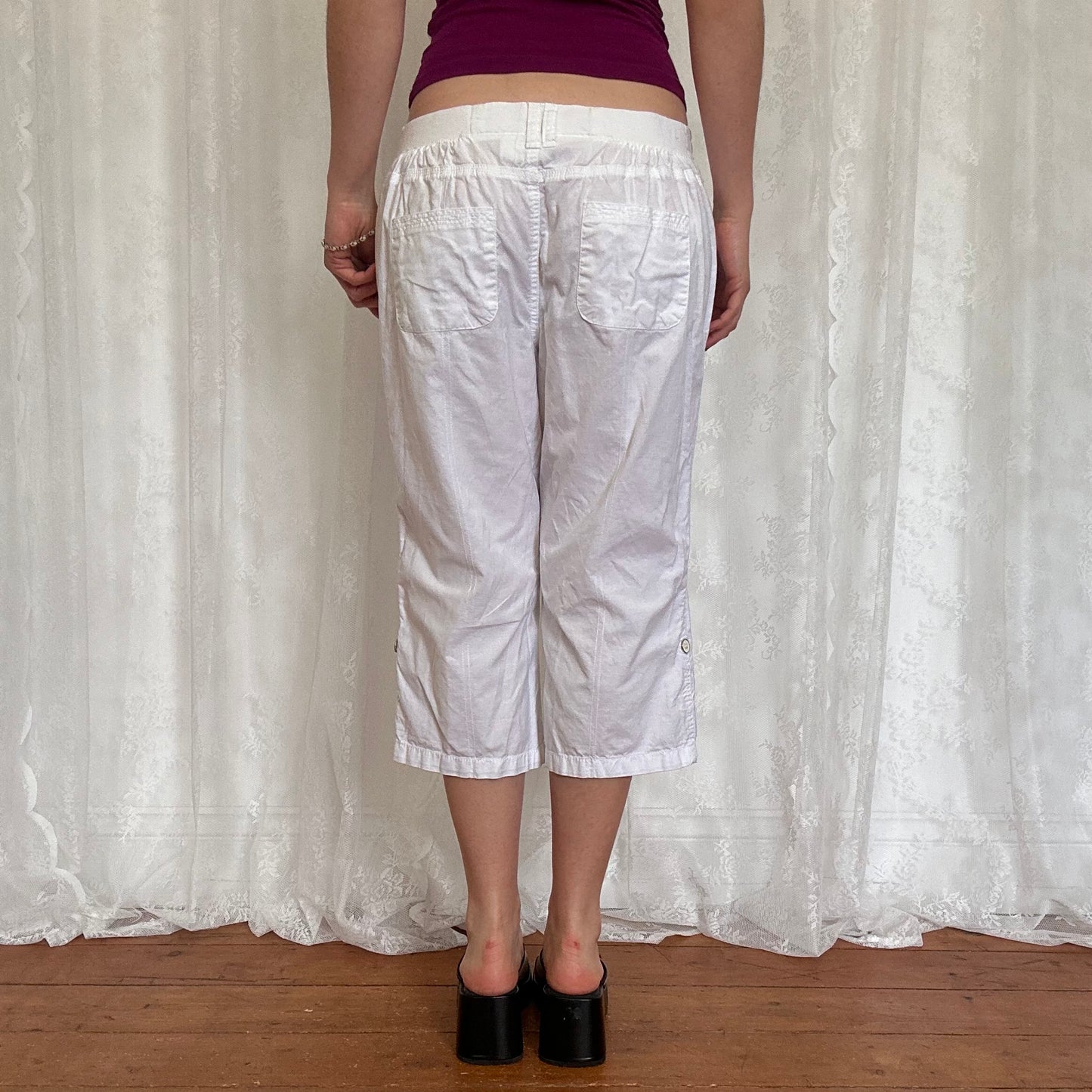 vintage 00s white capri trousers