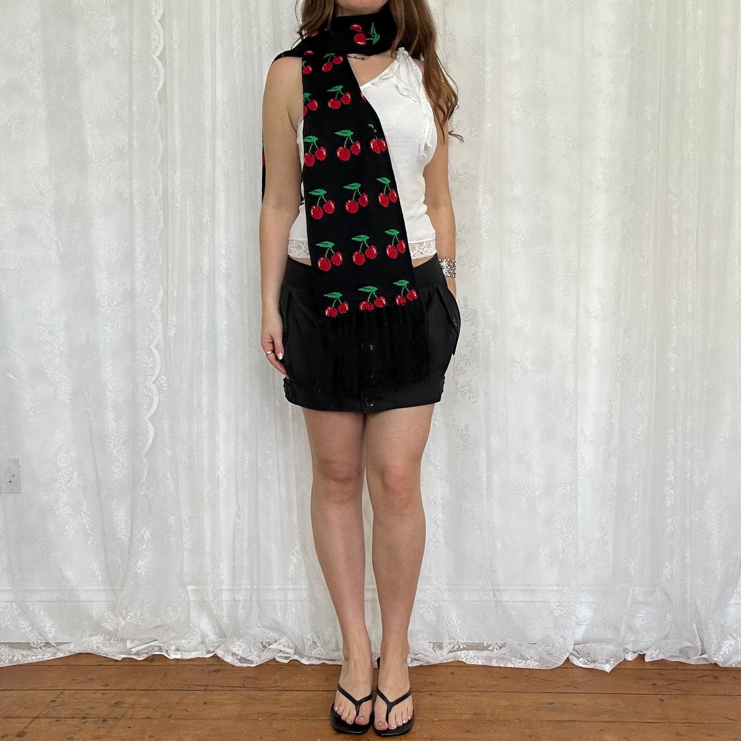 vintage 00s cherry print scarf