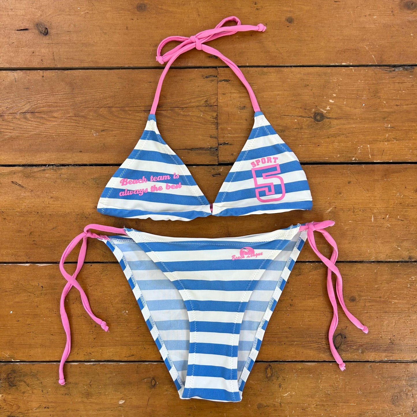 vintage 00s blue striped bikini